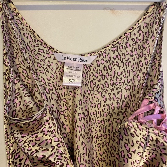 Lasenza leopard slip on dress with pink ribbon - Picture 3 of 7